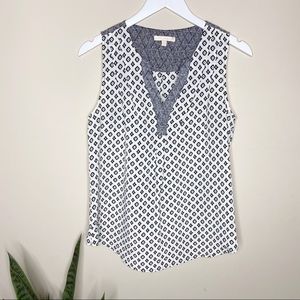 Skies Are Blue Black and White Patterned Blouse